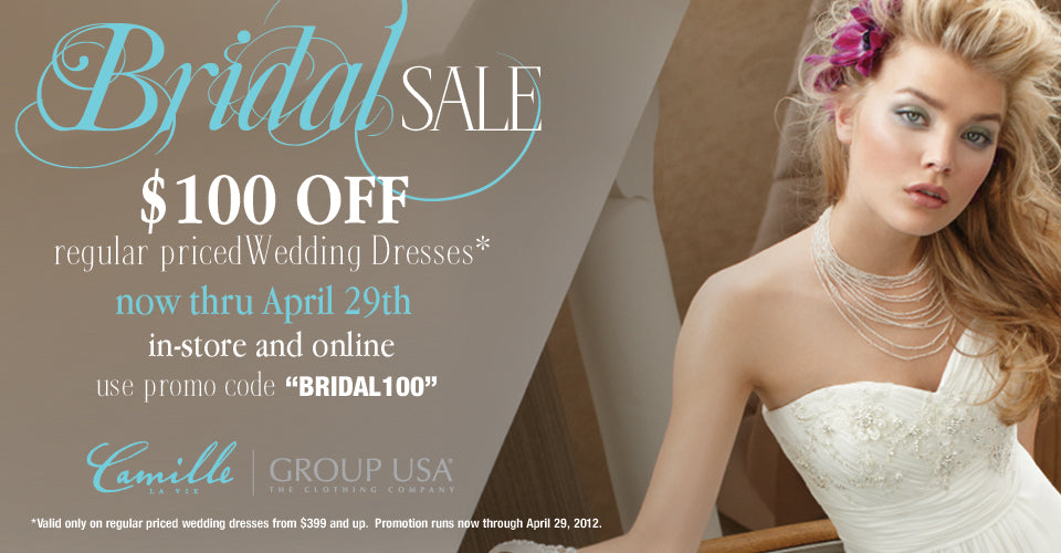 Camille La Vie and Group USA wedding dress promotion discount code